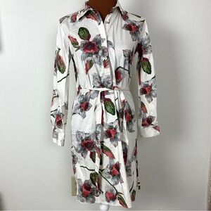 SANDRO FERRONE Roma Floral Print Shirt Dress Size 44